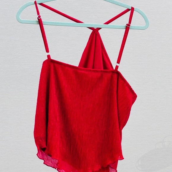 Bright Red Spaghetti Strap Blouse No Boundaries - Picture 1 of 4
